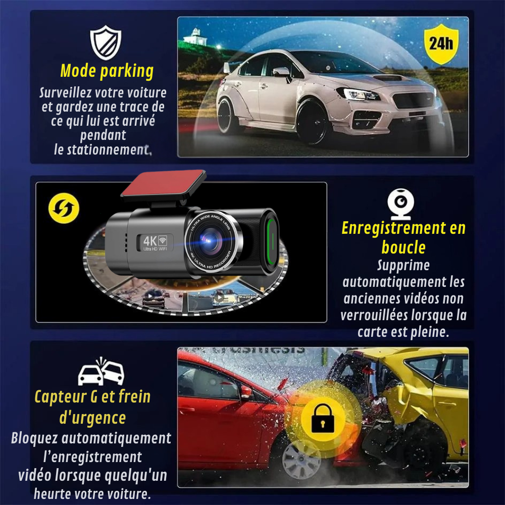 4K Full HD Car Camera with Continuous Recording