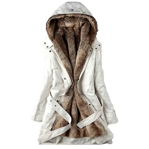 Cozy winter coat in imitation leather