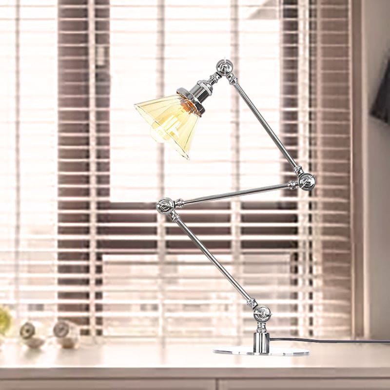 Elegant Table Lamp in Clear Conical Glass