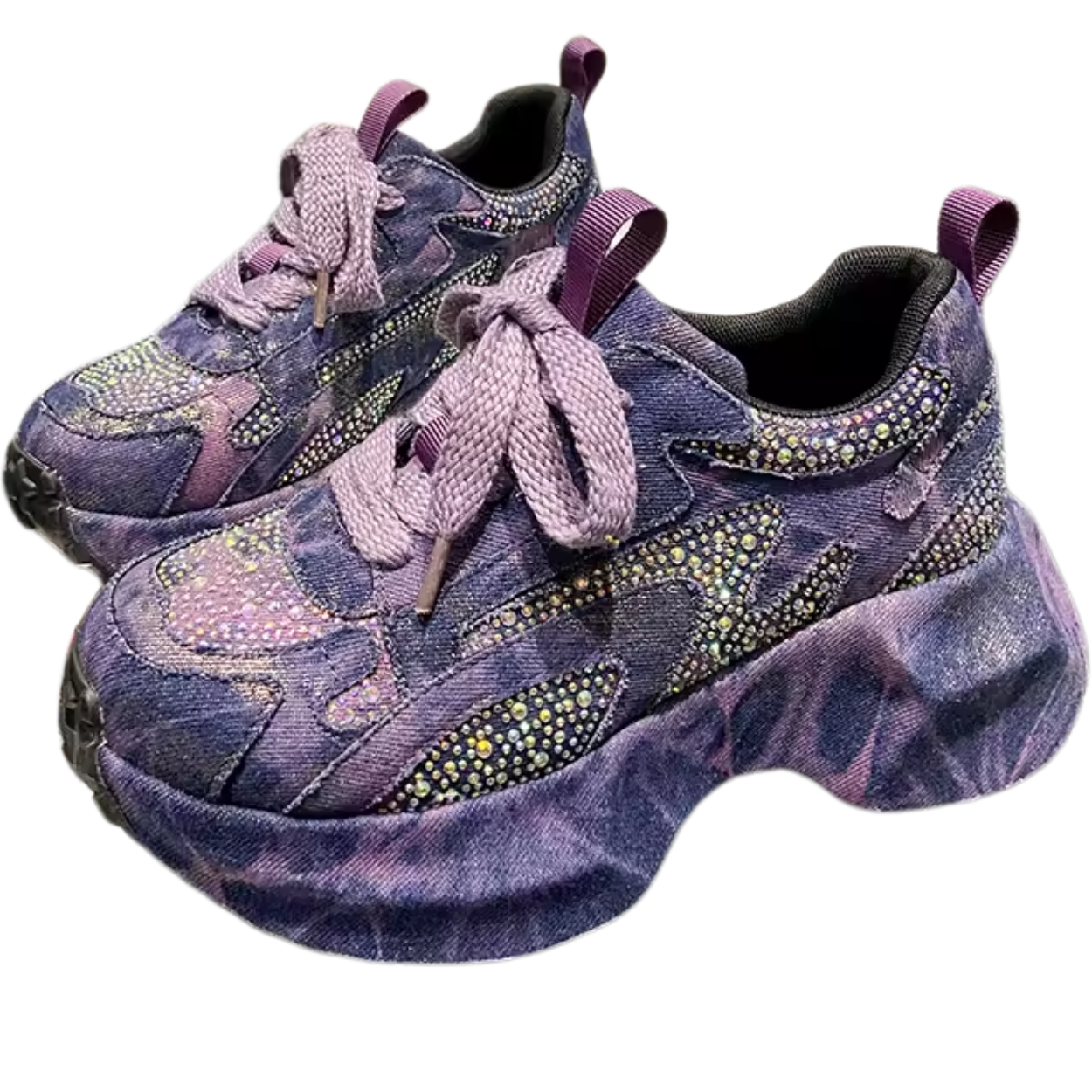 Women's Chunky Sneakers with Glamorous Glitter