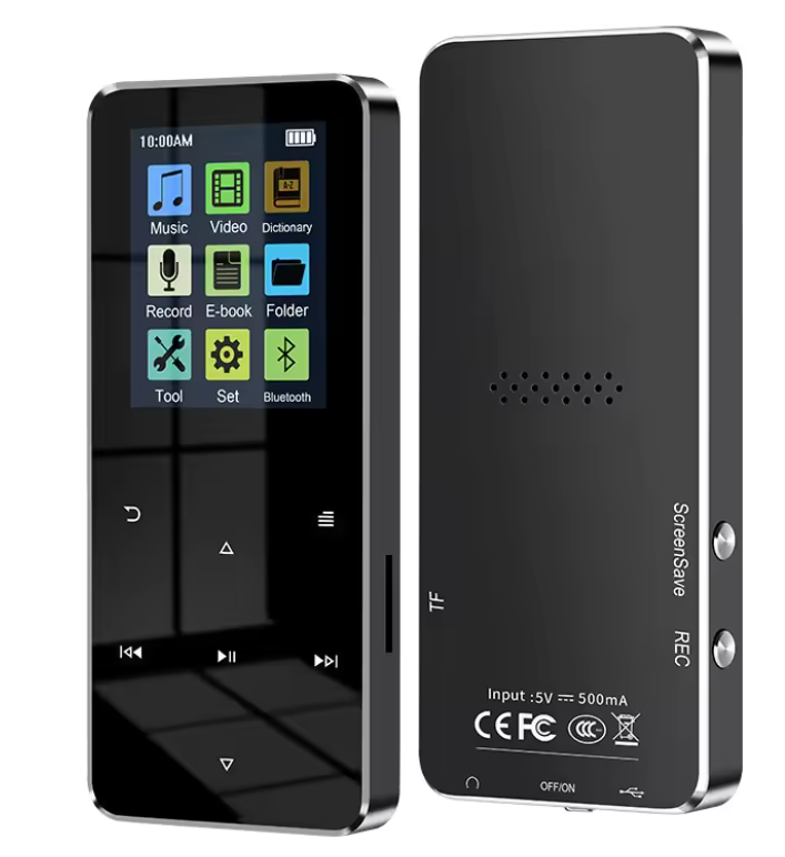 Bluetooth MP3 Player with 2.4-Inch HD Screen, FM Radio, and Built-in Speaker