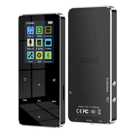 Bluetooth MP3 Player with 2.4-Inch HD Screen, FM Radio, and Built-in Speaker