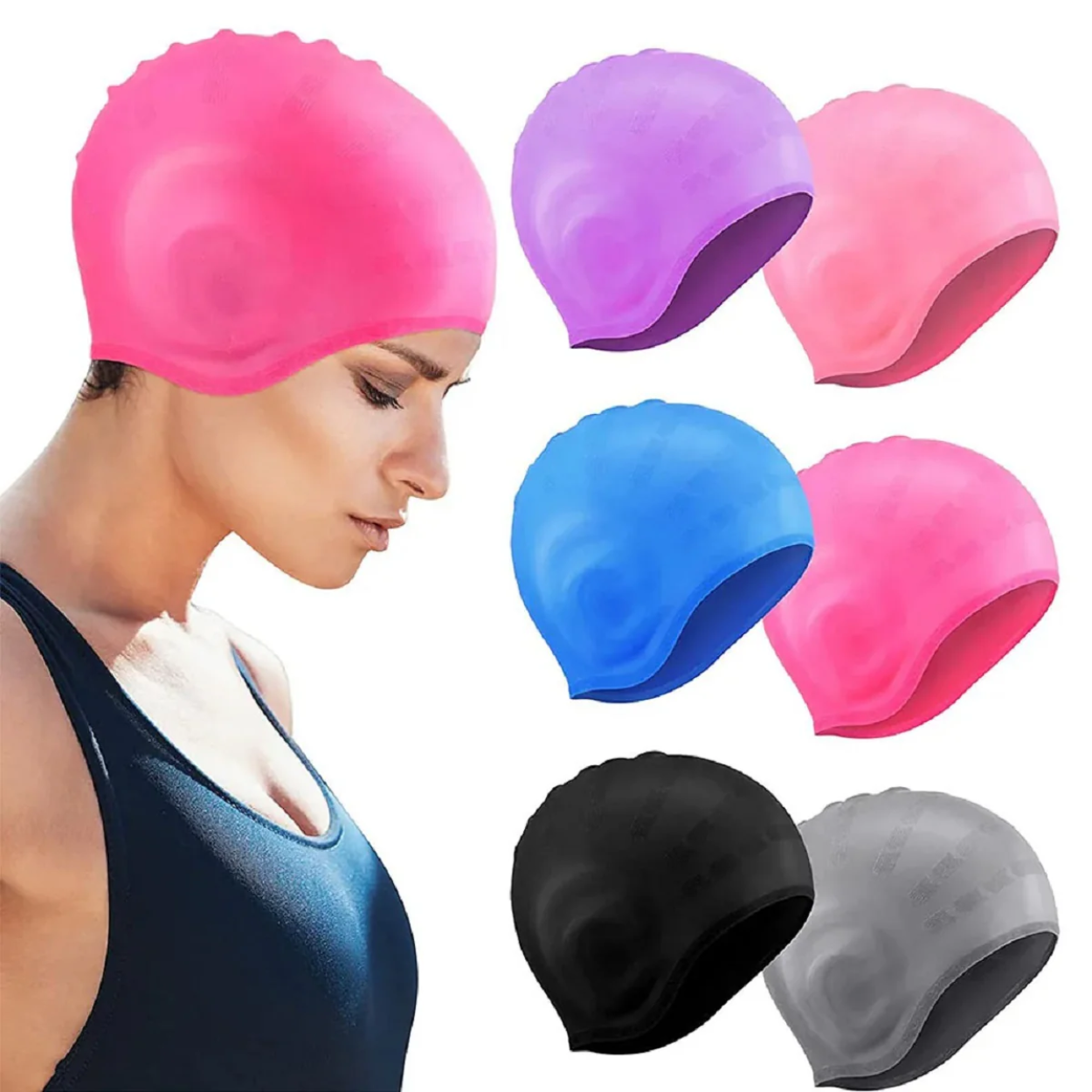 Waterproof Rubber Shower Cap with Ear Protection