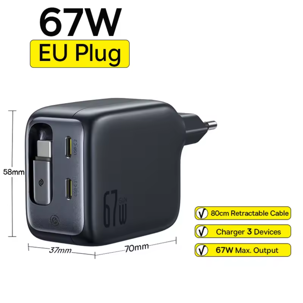 67W Fast and Smart USB-C Charger