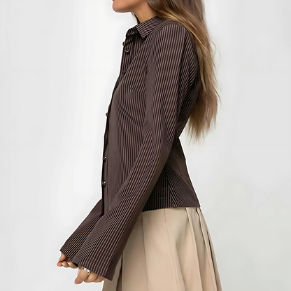 Elegant Brown Striped Blouse for Women