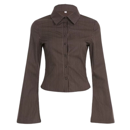 Elegant Brown Striped Blouse for Women