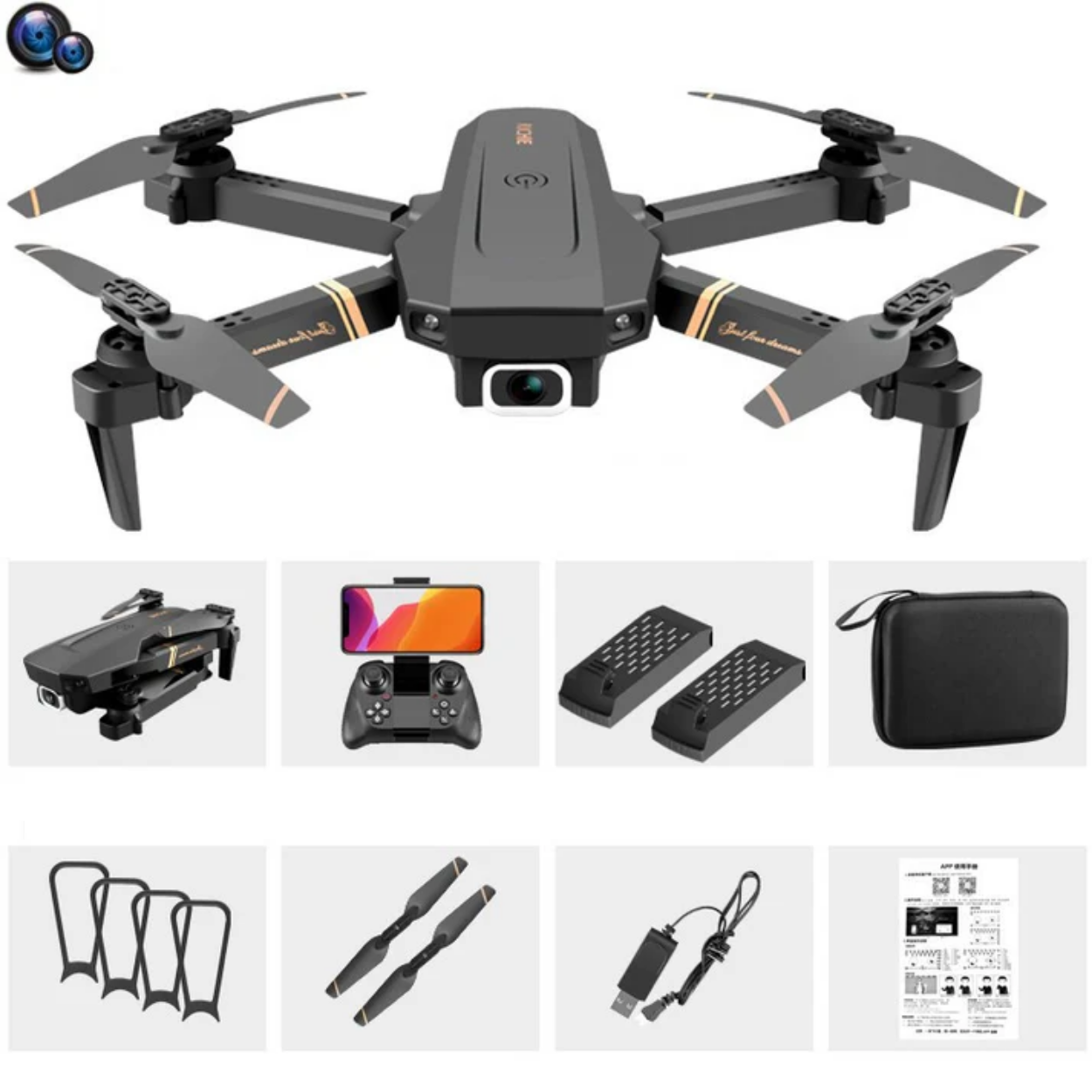 4K WiFi Drone with Dual Wide-Angle Stabilized Lenses