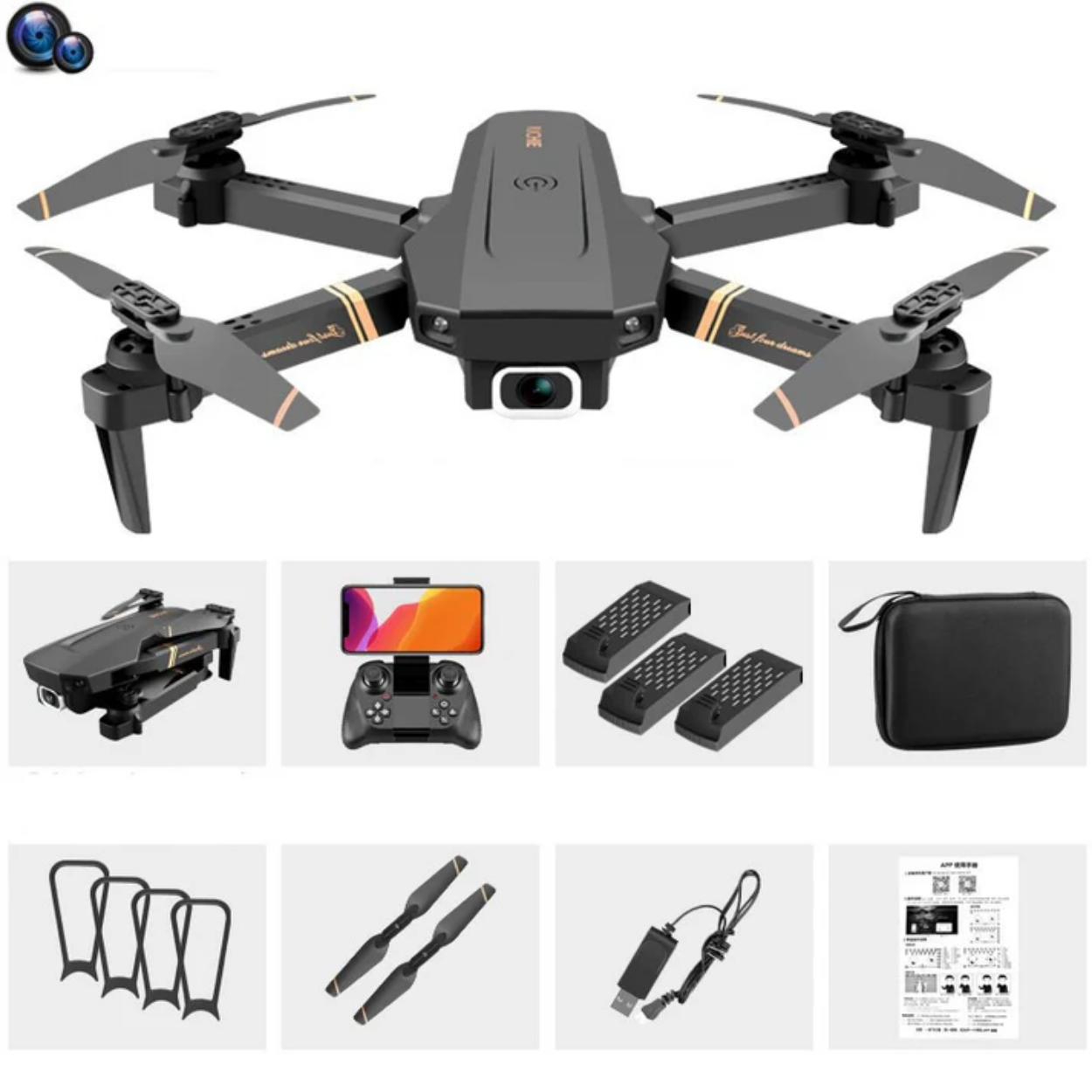 4K WiFi Drone with Dual Wide-Angle Stabilized Lenses