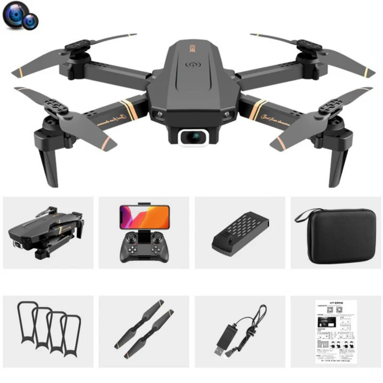 4K WiFi Drone with Dual Wide-Angle Stabilized Lenses