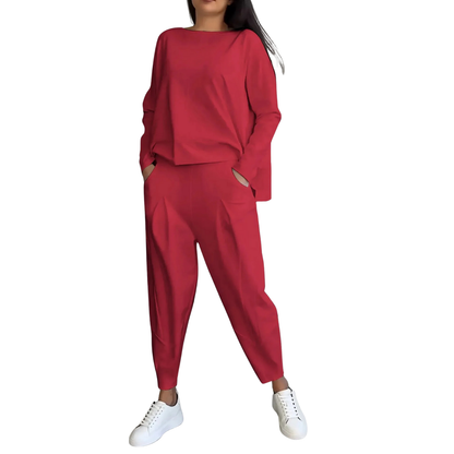 Casual Women's 2-Piece Set Sweatshirt and High-Waisted Pants