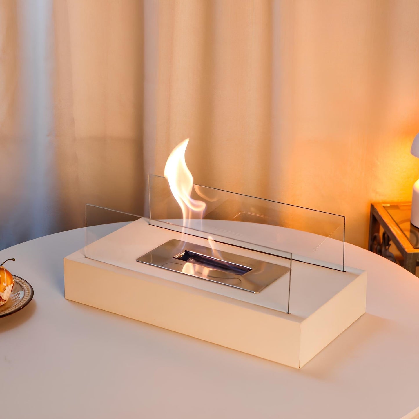 Outdoor Table Fireplace with Realistic Glass Flame