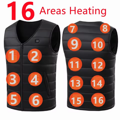 Rechargeable Electric Heating Vest with 16 Heat Zones