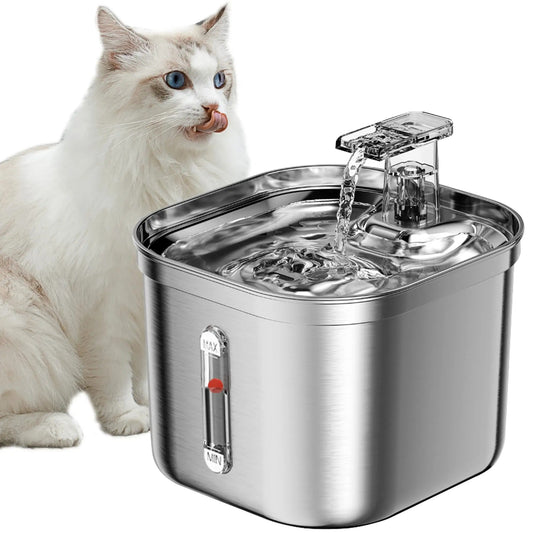 Fontaine à Eau Silencieuse pour Chat en Inox - Foivo