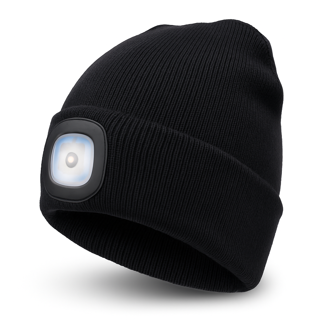 Heated Lighted Cap with Rechargeable LED