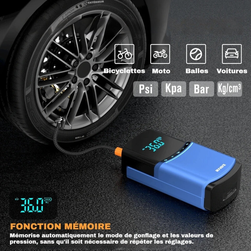Marcherelle™ – Booster Batterie Voiture 4-en-1 avec Compresseur Intégré