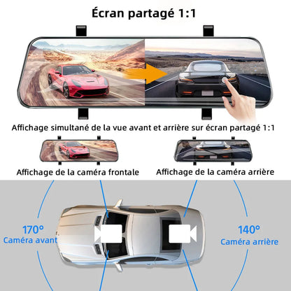 Marcherelle™ – Rétroviseur Dashcam Voiture Full HD – Écran Tactile 10" & Vision Nocturne
