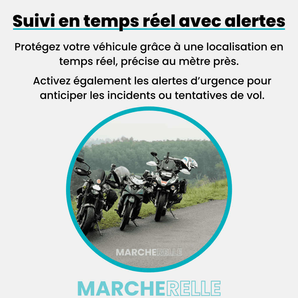 Marcherelle™ – Traceur GPS Moto Sans Abonnement, Suivi Précis en Temps Réel