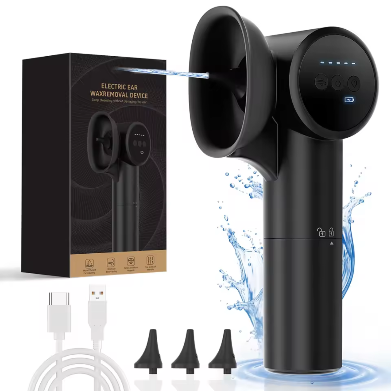 Electronic Heated Ear Cleaner with Water and Air Spray
