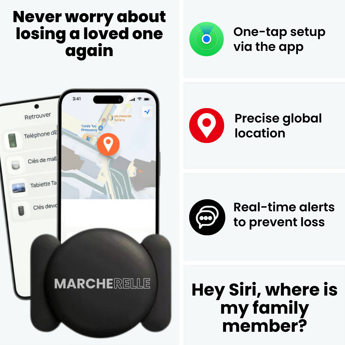 Marcherelle - GPS Tracker No Subscription Required | Works with Android & iOS
