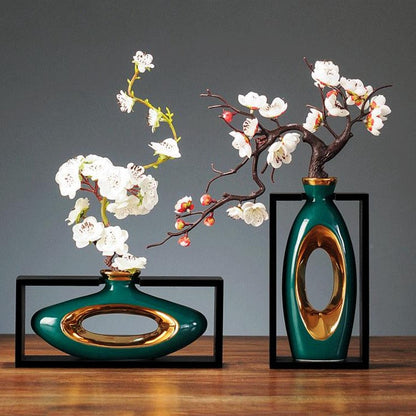 Refined Gold Ceramic Decorative Vase for Interior