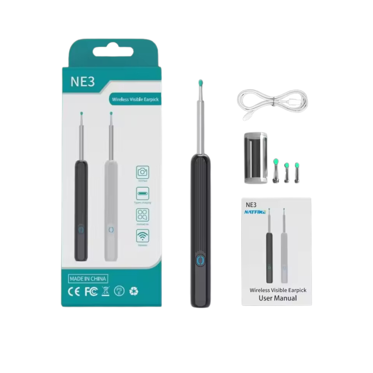 Rechargeable Otoscope with LED Screen for Precise Ear Cleaning