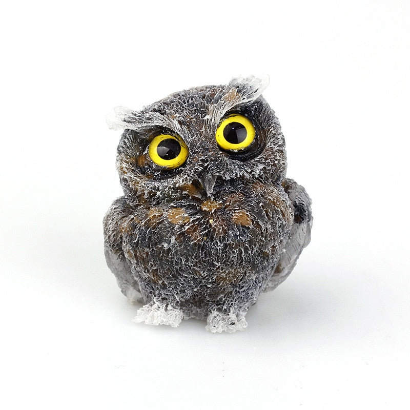 Elegant Natural Crystal Owl Figurine for Home Decoration