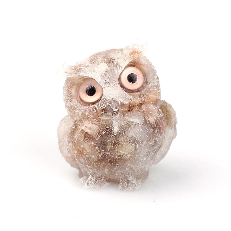 Elegant Natural Crystal Owl Figurine for Home Decoration