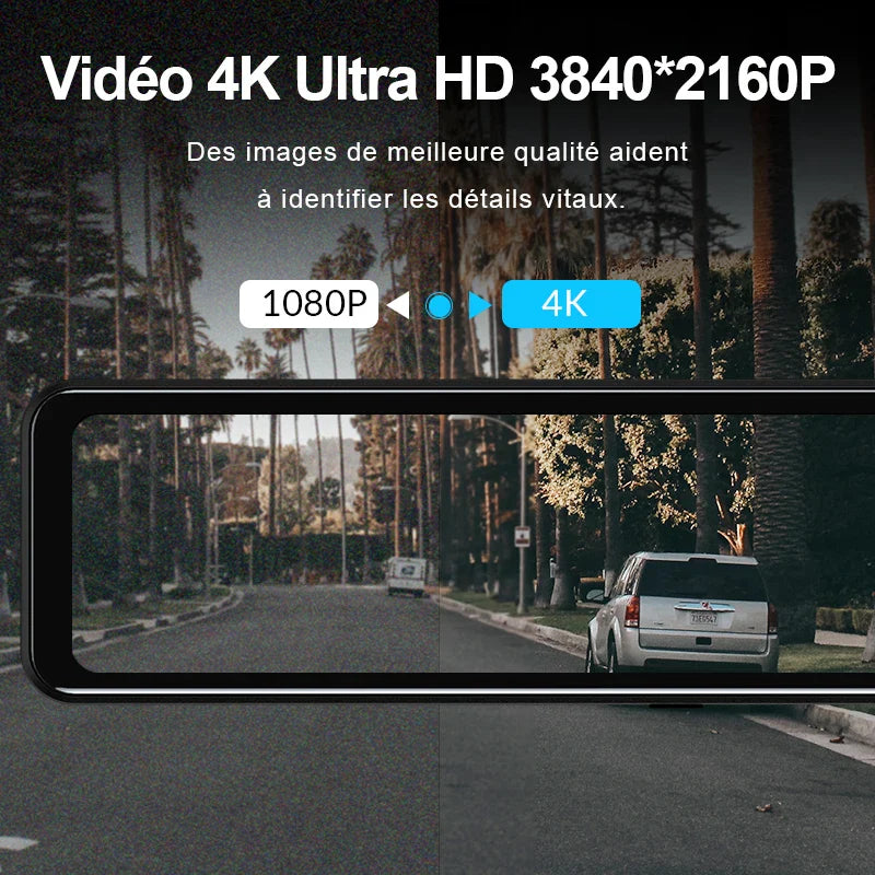4K Rearview Mirror Camera with GPS and Recording