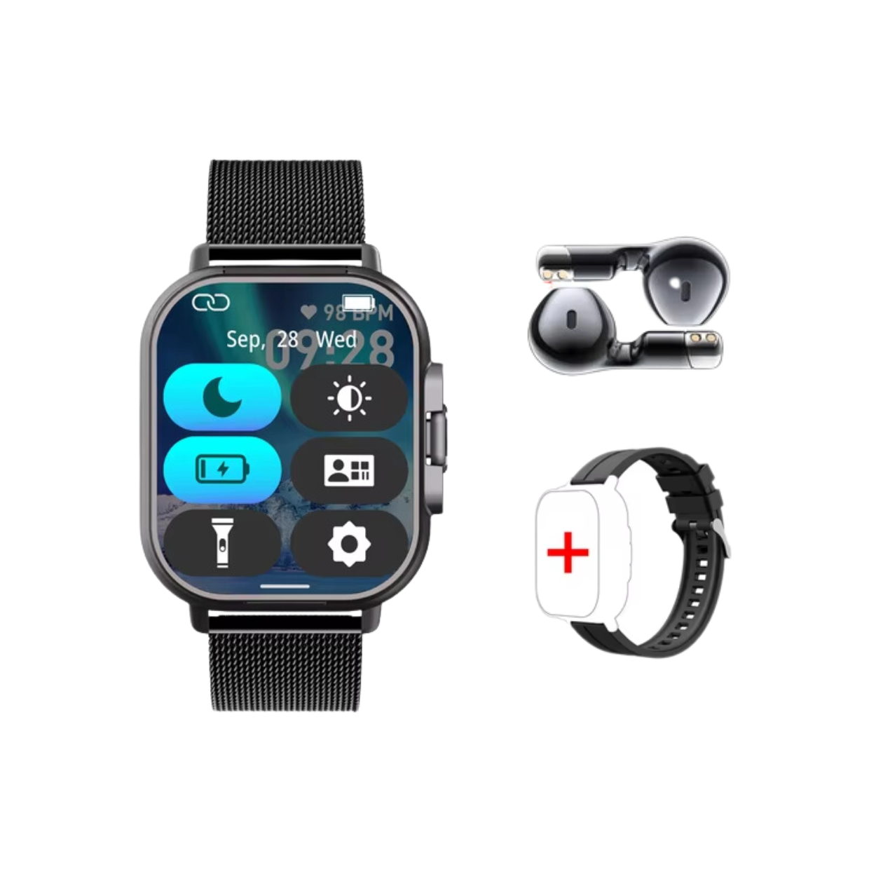 Smartwatch with Built-in Bluetooth Earbuds