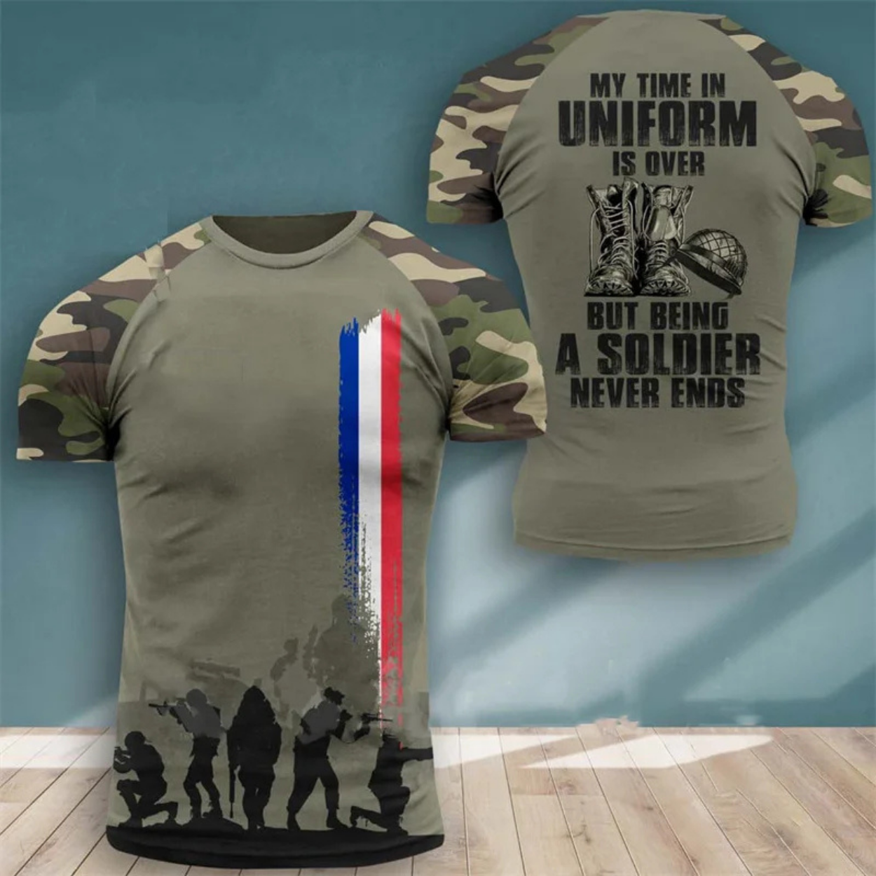 Men's Military Style Camouflage Army T-Shirt