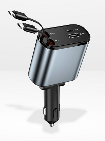 4-Port Fast and Retractable Car Charger
