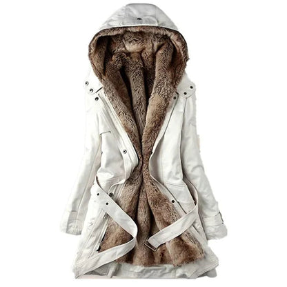 Cozy winter coat in imitation leather