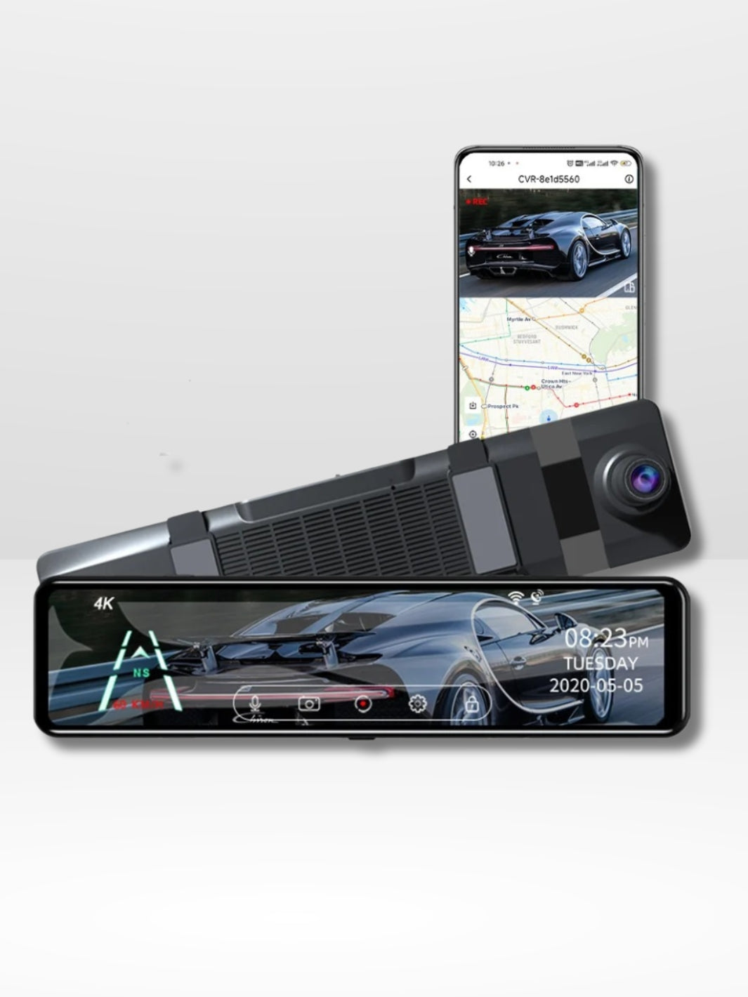 4K Rearview Mirror Camera with GPS and Recording